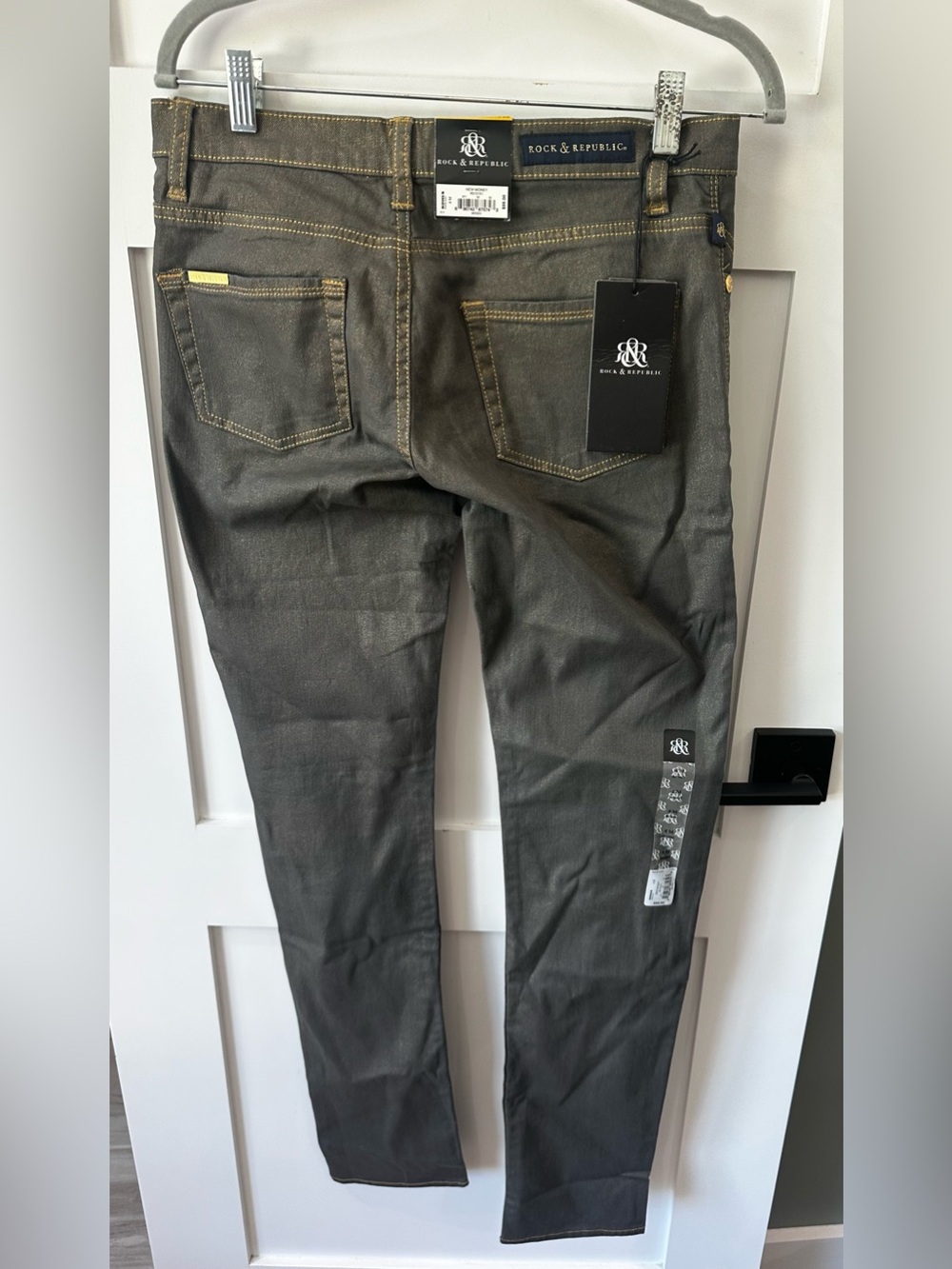 ROCK & REPUBLIC COATED SKINNY BERLIN JEANS MS SZ 4M -NEW MONEY- NWT